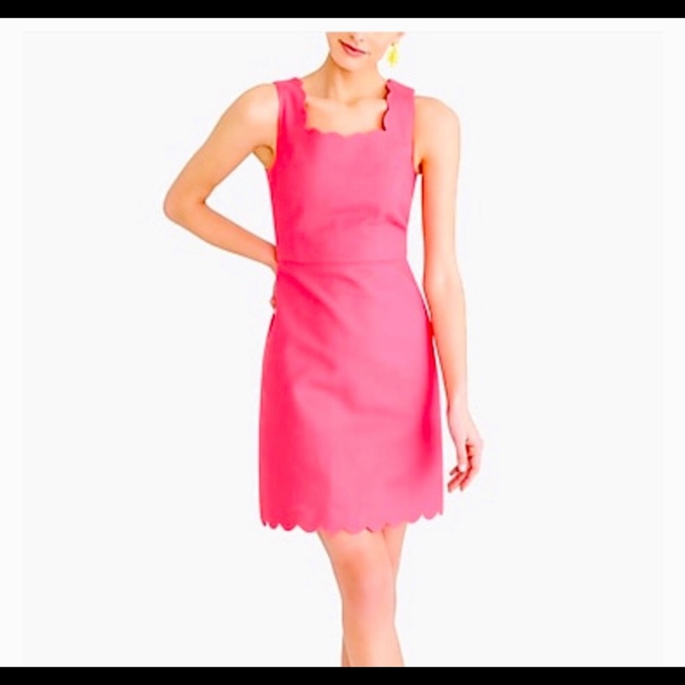 J. crew - Scalloped basketweave square-neck dress magenta size 4